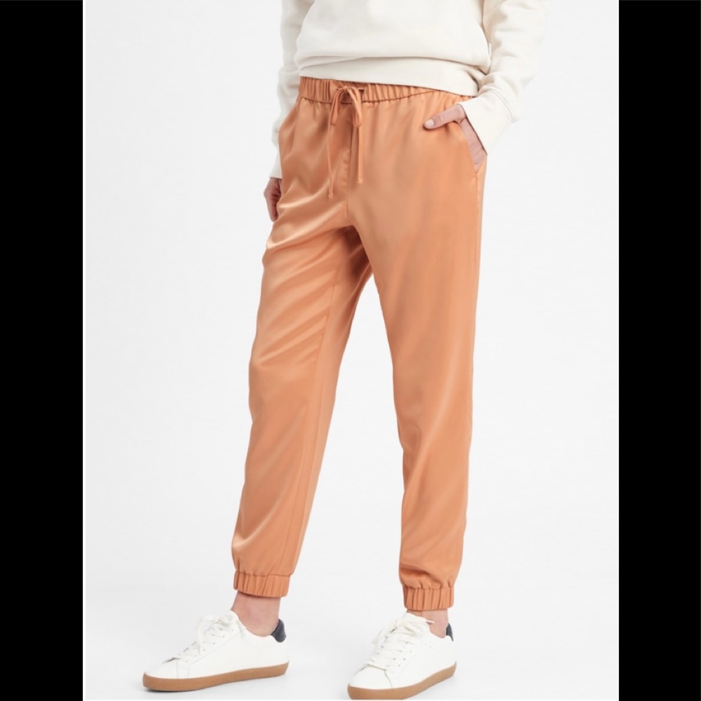 Satin Drawstring Pull-On Jogger Pant